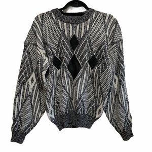 Vintage Alvin Josef Leather Detailed Knit Sweater